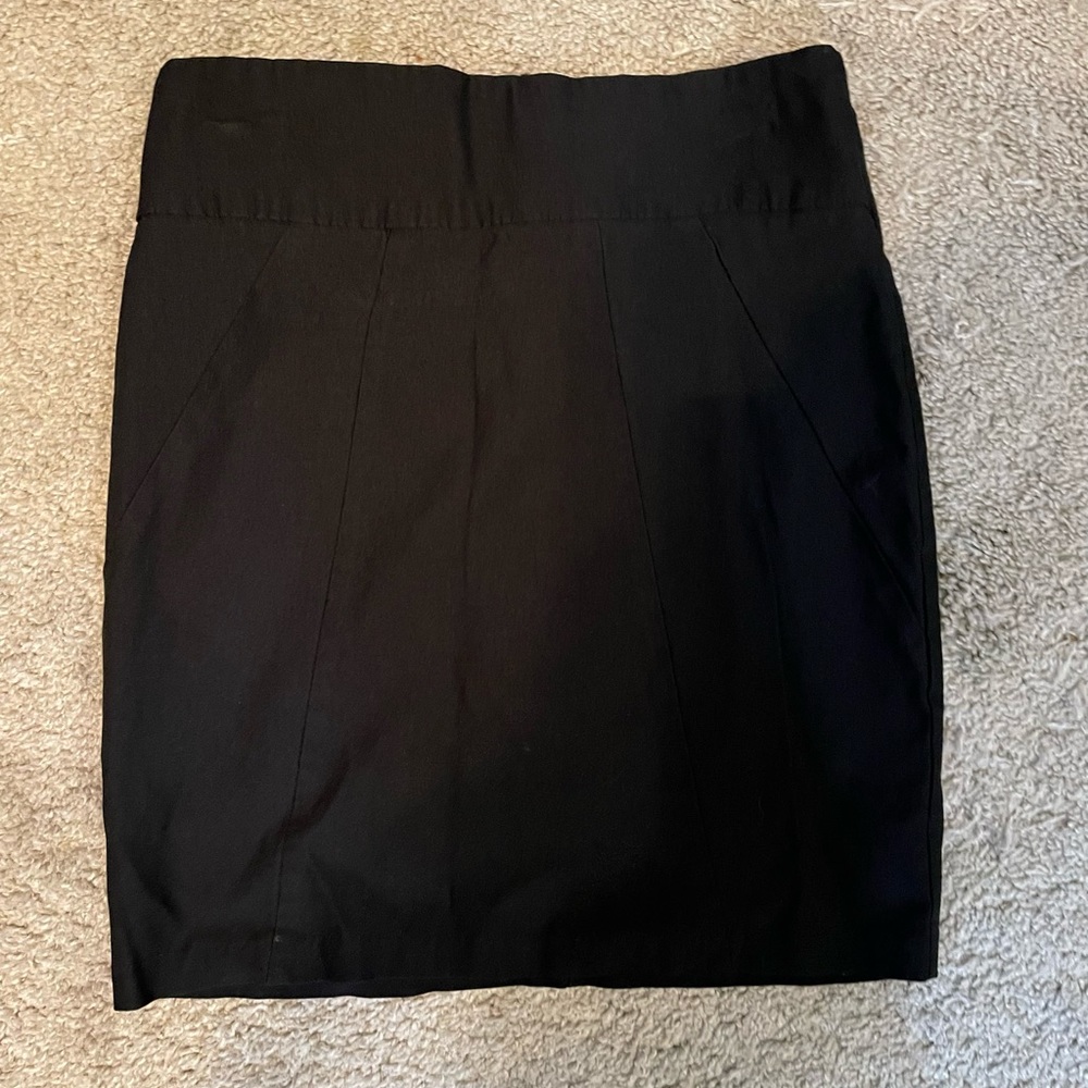 Black spandex material pencil skirt